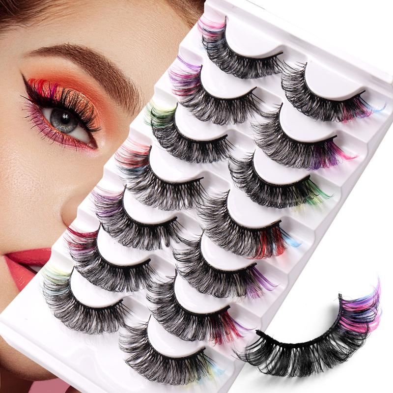 7 Pairs Colorful False Eyelash - Eyelash Extension Volume Lashes ulasan dan harga