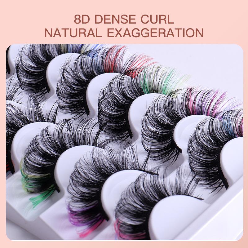7 Pairs Colorful False Eyelash - Eyelash Extension Volume Lashes ulasan dan harga
