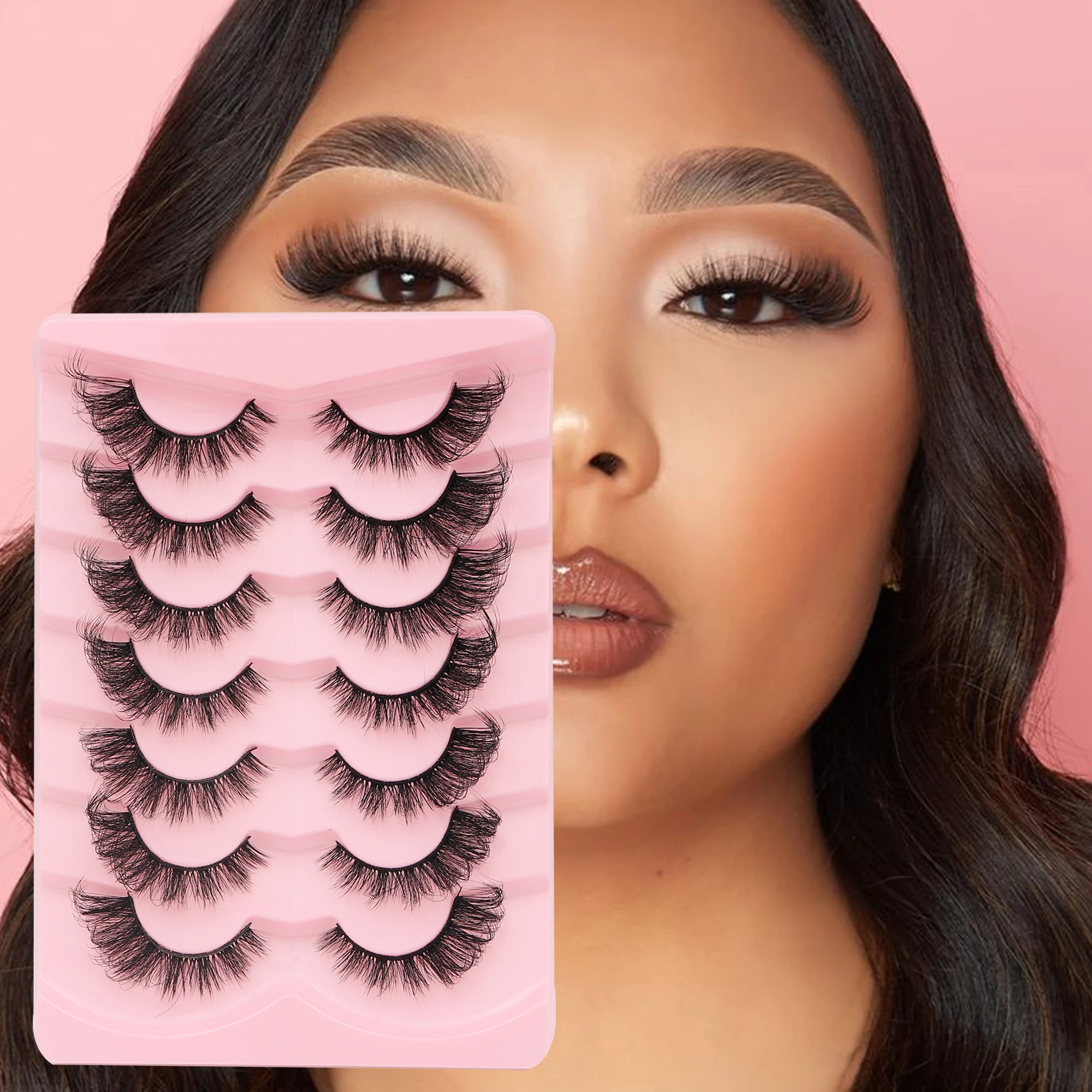 7 Pairs 5D Fluffy Wispy Cat Ey - Faux Mink Lash ulasan dan harga