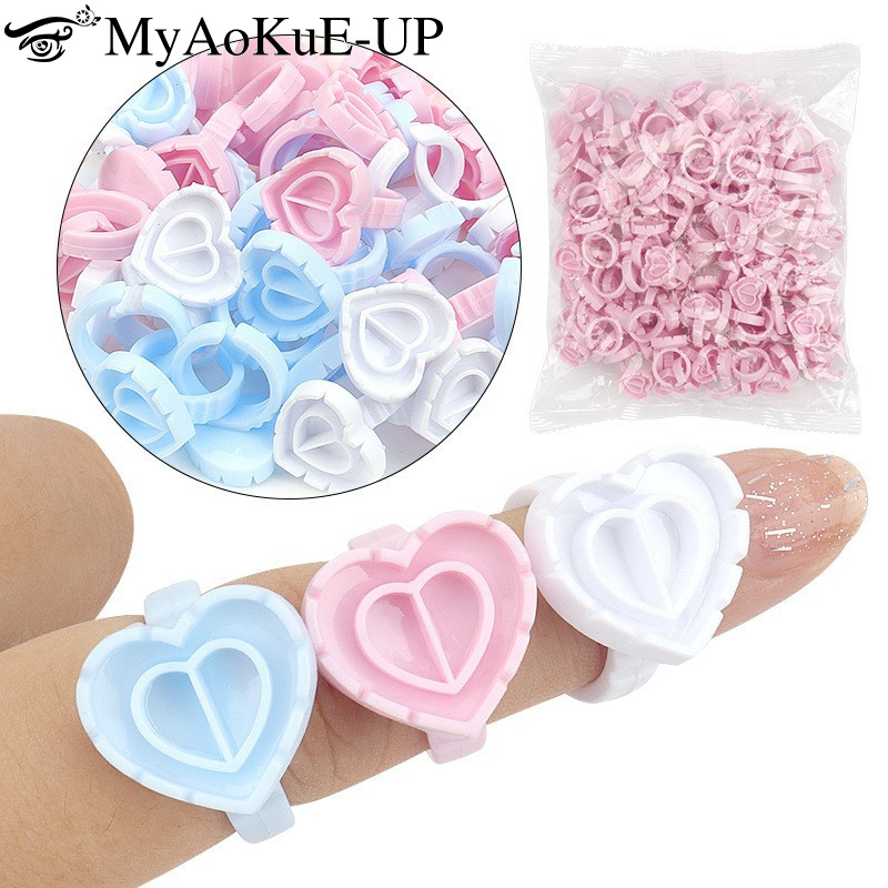 100Pcs Disposable Glue Ring Ho - Eyelash Extension Volume Lashes ulasan dan harga