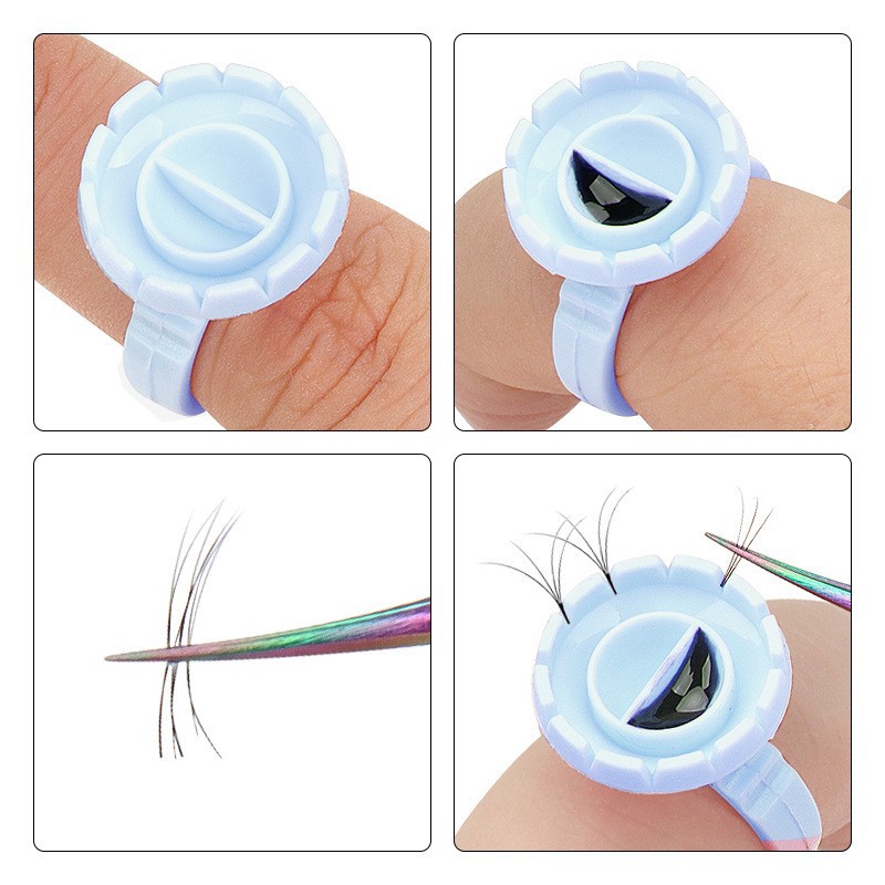 100Pcs Disposable Glue Ring Ho - Eyelash Extension Volume Lashes ulasan dan harga