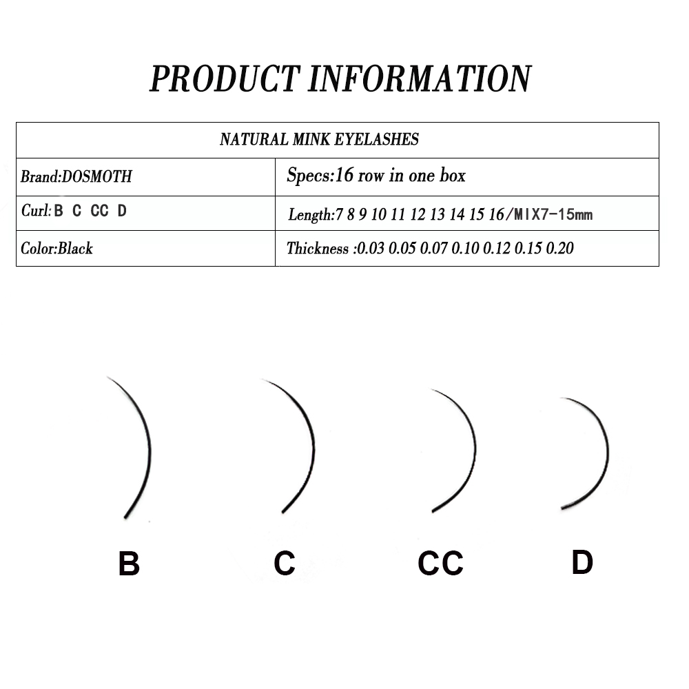 DOSMOTH 10 boxes 16rows 7-16mm - Eyelash Extension Equipment ulasan dan harga